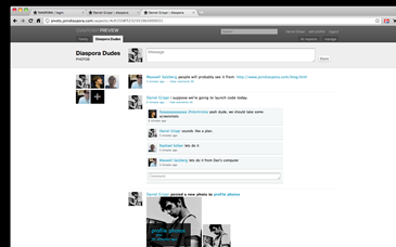 A screenshot shows a Diaspora user's homepage. Credit: Diaspora